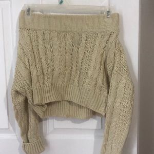 Chunky Cable Knit Off Shoulder Sweater
